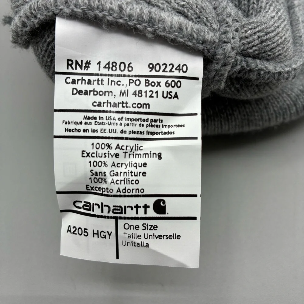 Carhartt Knit Winter Beanie Adult Unisex Gray Outdoor Hiking Hunting Acrylic